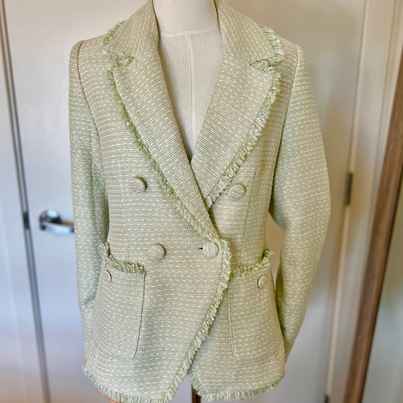 NWT HOUSE OF HARLOW 1960 Pistachio Tweed Blazer - Picture 1 of 12